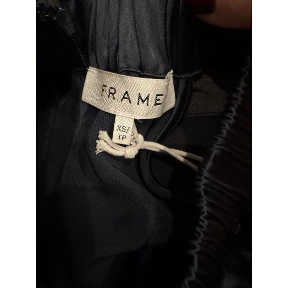 Frame Satin Shirred Halter Neck Midi Dress Navy Blue Size Small XS MSRP $598.00 - Picture 6 of 6